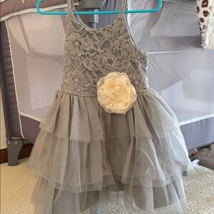 Charming Kids Lace Dress with Cream Floral Detail